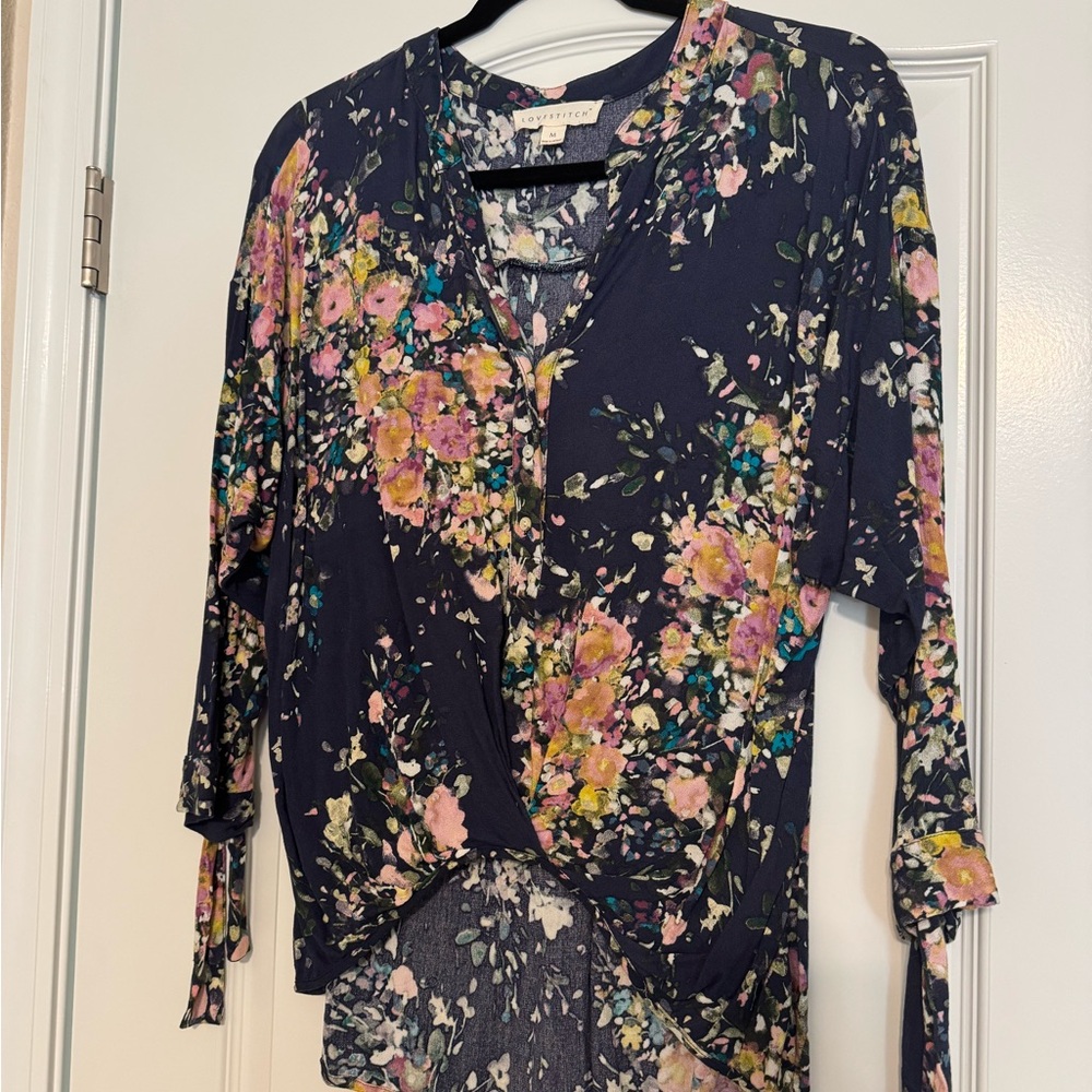 Lovestitch Gathered Front Asymmetrical Blouse